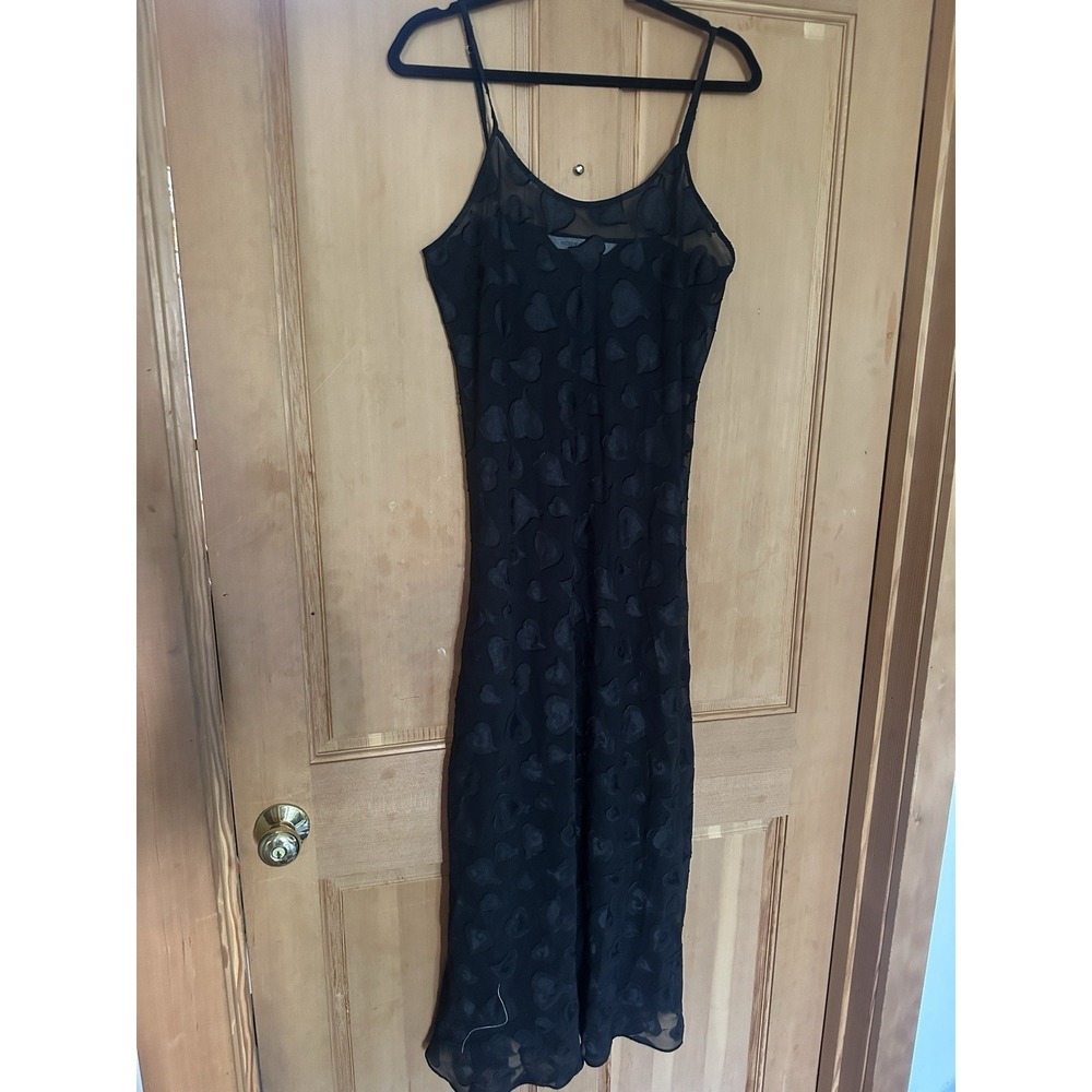 Vintage Victoria's Secret Black Sheer Heart Maxi Slip Dress Whimsigoth Size L
